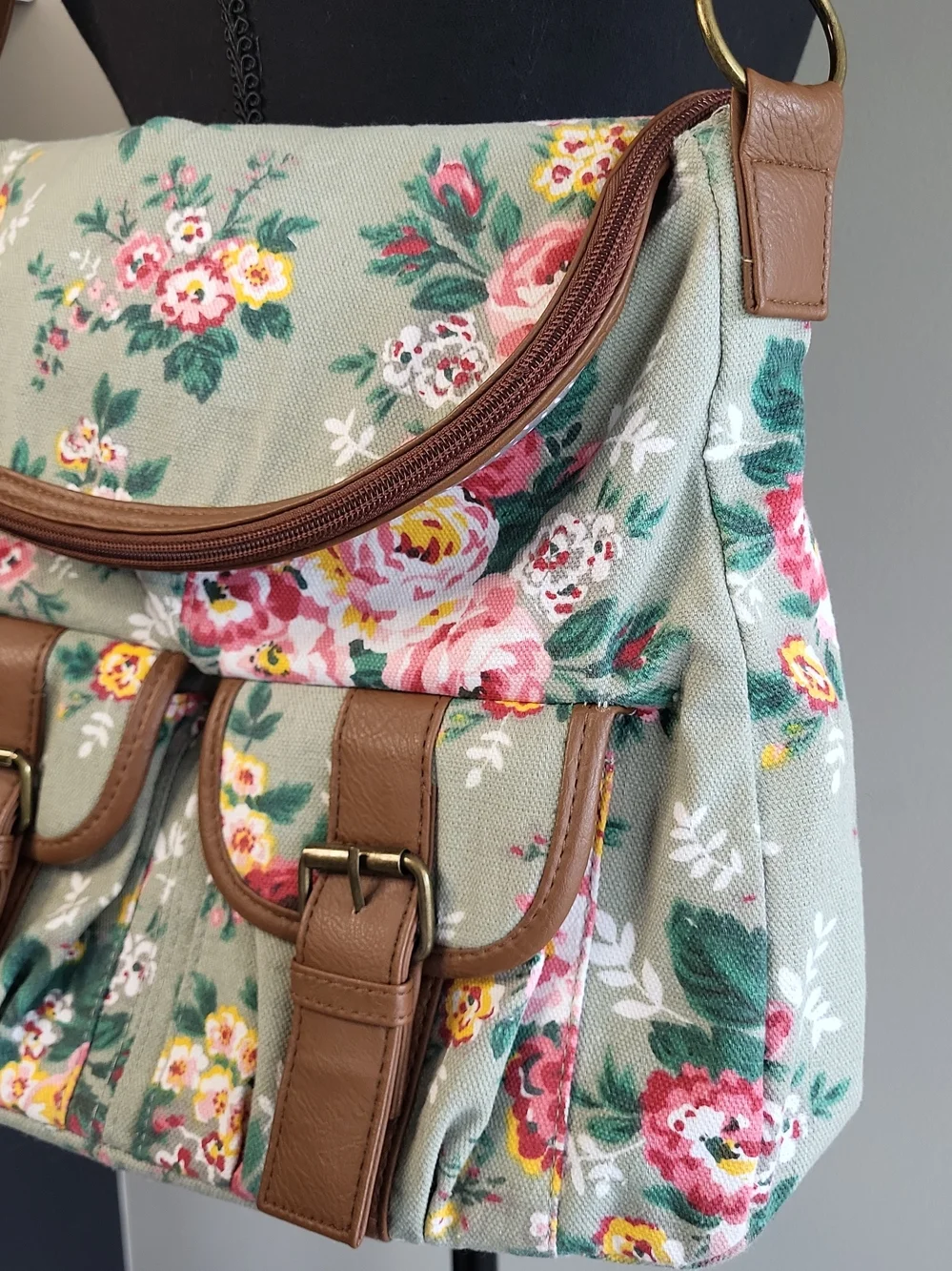 Y2K Mary Kate Ashley Olsenboye Floral Canvas Messenger Satchel Cottagecore Boho